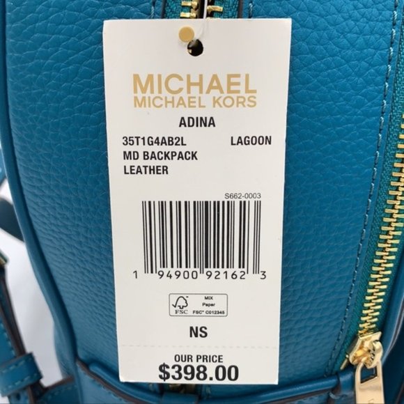 Michael Kors Adina Medium Backpack Leather Lagoon - Picture 9 of 16